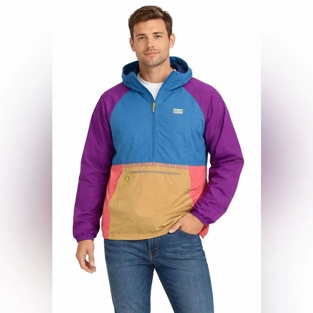 L.L. Bean Vintage Anorak Colorblock Aztec Jacket Multi Color Size XL Reg
